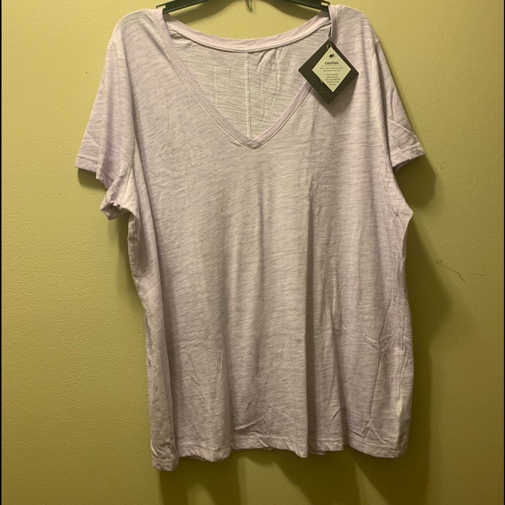 NWT Ava & Viv Lilac Slub Knit Tee Plus